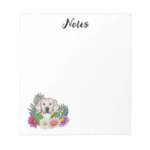 English Cream Golden Retriever Bunte Blumen Notizblock