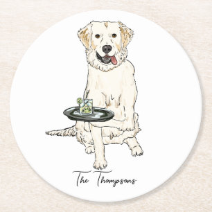 English Cream Golden Retriever Hochzeit Runder Pappuntersetzer
