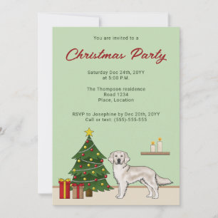 English Cream Golden Retriever mit Weihnachtsbaum Einladung