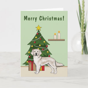 English Cream Golden Retriever mit Weihnachtsbaum Karte