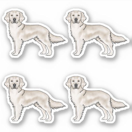 English Cream Golden Retriever Niedlich Cartoon Hu Aufkleber (Vorderseite)