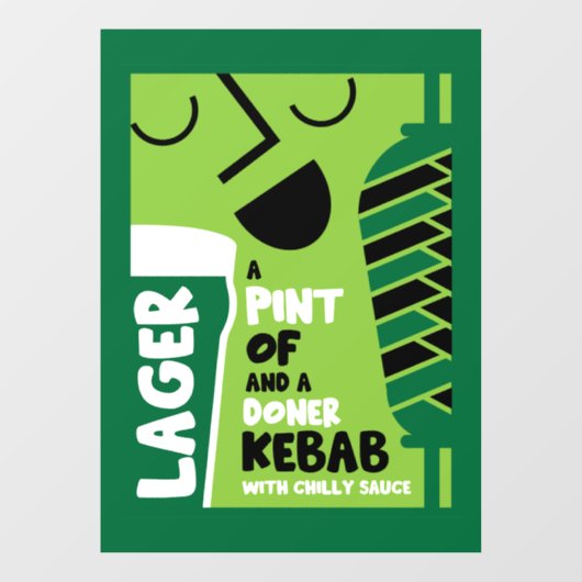 English Doner Kebab Fensteraufkleber (Blatt)