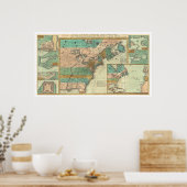 English Empire America Map - 1755 Poster (Küche)