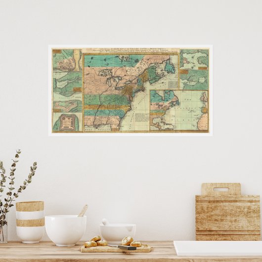 English Empire America Map - 1755 Poster (Küche)