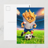 English fish and chips soccer player character postkarte (Vorne/Hinten)