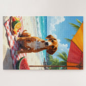 English Foxhound Beach Relax Scene Puzzle (Horizontal)