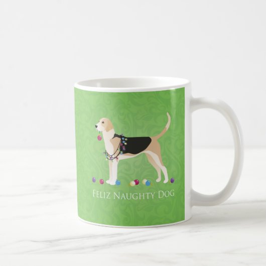 English Foxhound Christmas - Feliz Naughty Dog Kaffeetasse (Rechts)