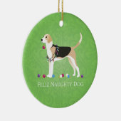 English Foxhound Christmas - Feliz Naughty Dog Keramikornament (Rechts)