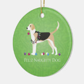 English Foxhound Christmas - Feliz Naughty Dog Keramikornament (Links)