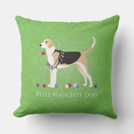 English Foxhound Christmas - Feliz Naughty Dog Kissen