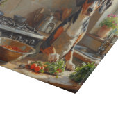 English Foxhound Cooking in Kitchen Schneidebrett (Ecke)