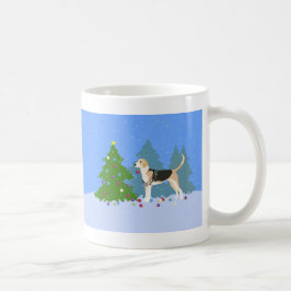 English Foxhound dekoriert Weihnachtsbaumwald Kaffeetasse