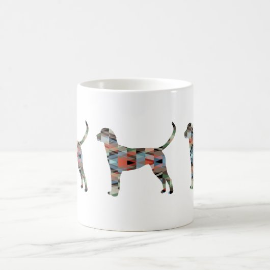 English Foxhound Geometric Pattern Dog Silhouette Kaffeetasse (Mittel)
