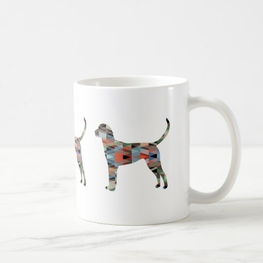 English Foxhound Geometric Pattern Dog Silhouette Kaffeetasse (Rechts)