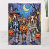 English Foxhound Hunde Trick-or-Treating Halloween Karte (Vorderseite)