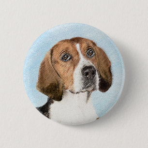 English Foxhound Painting - Niedliche Original Dog Button