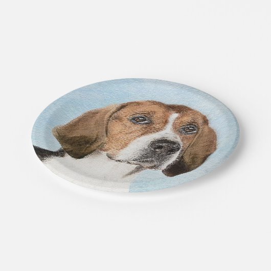 English Foxhound Painting - Niedliche Original Dog Pappteller (Schrägansicht)