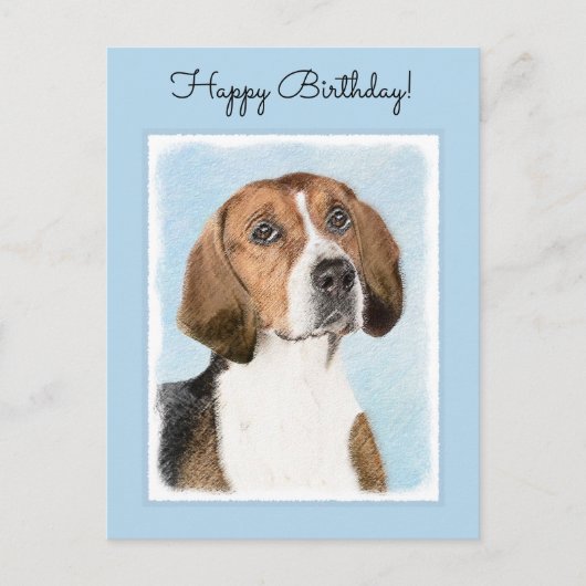 English Foxhound Painting - Niedliche Original Dog Postkarte (Vorderseite)