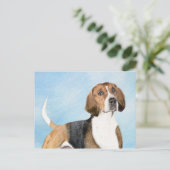 English Foxhound Painting - Niedliche Original Dog Postkarte (Stehend Vorderseite)