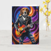English Foxhound Rocker Karte (Gelbe Blume)