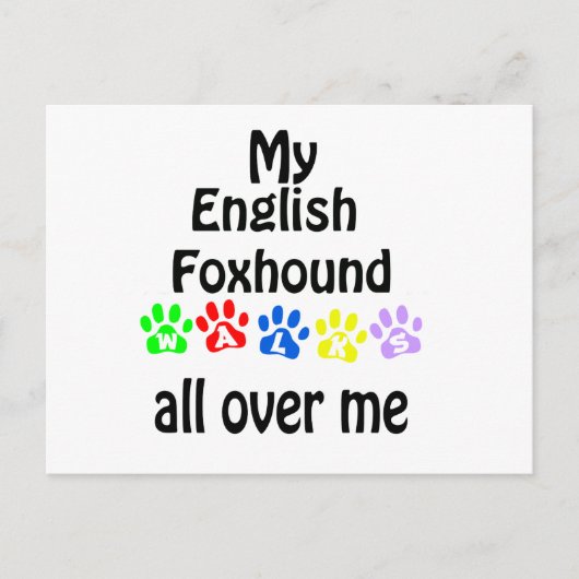 English Foxhound Walking Design Postkarte (Vorderseite)