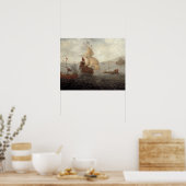 English Galley Frigate Flanked by Ottoman Staat Ba Poster (Küche)