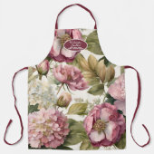 English Garden Bloral Peony Pink Wine Großmutter Schürze (Vorderseite)