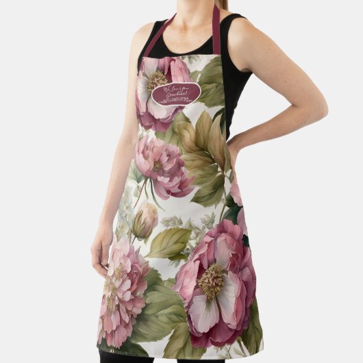 English Garden Bloral Peony Pink Wine Großmutter Schürze (InSitu)