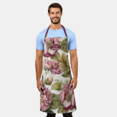 English Garden Bloral Peony Pink Wine Großmutter Schürze (Getragen)