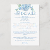 English Garden Blue Hydrangea Wedding Details Begleitkarte (Vorderseite)