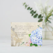 English Garden, Blue n Pink Hydrangeas Wassercolor Einladung (Stehend Vorderseite)