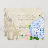 English Garden, Blue n Pink Hydrangeas Wassercolor RSVP Karte (Vorne/Hinten)