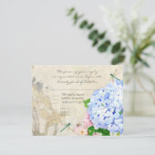 English Garden, Blue n Pink Hydrangeas Wassercolor RSVP Karte (Stehend Vorderseite)