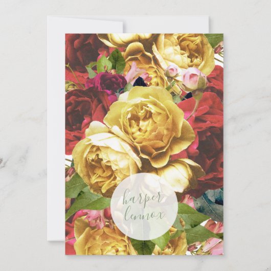 English Garden Boho Rose Circle Save the Date (Rückseite)