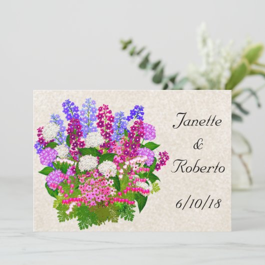English Garden Floral Bouquet Save the Date (Stehend Vorderseite)