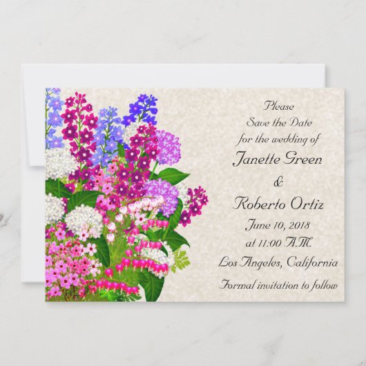 English Garden Floral Bouquet Save the Date (Rückseite)