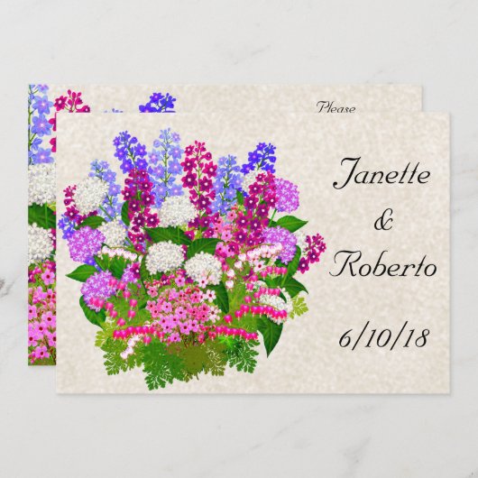 English Garden Floral Bouquet Save the Date (Vorne/Hinten)