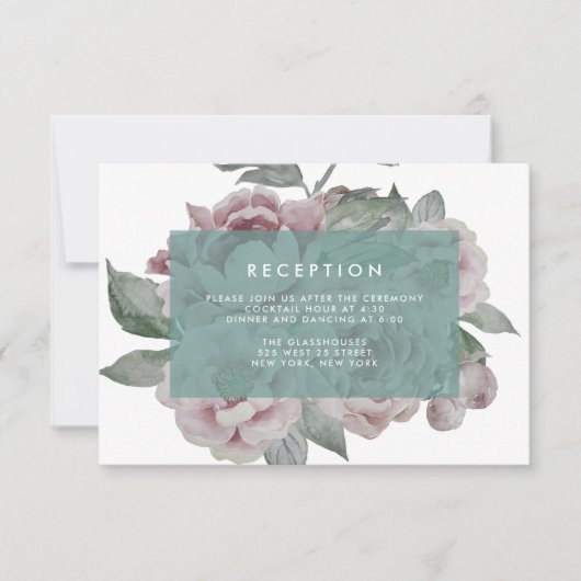 English Garden Floral Empfang Card | Jade Einladung (Vorderseite)