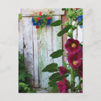 English Garden Hollyhocks und Blume Postkarte