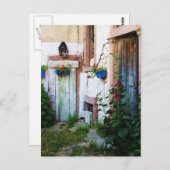 English Garden Hollyhocks und Blume Postkarte (Vorne/Hinten)