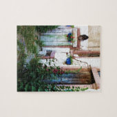 English Garden Hollyhocks und Blume Puzzle (Horizontal)