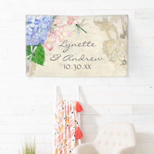 English Garden Hydrangea w Dragonfis Banner (Insitu)