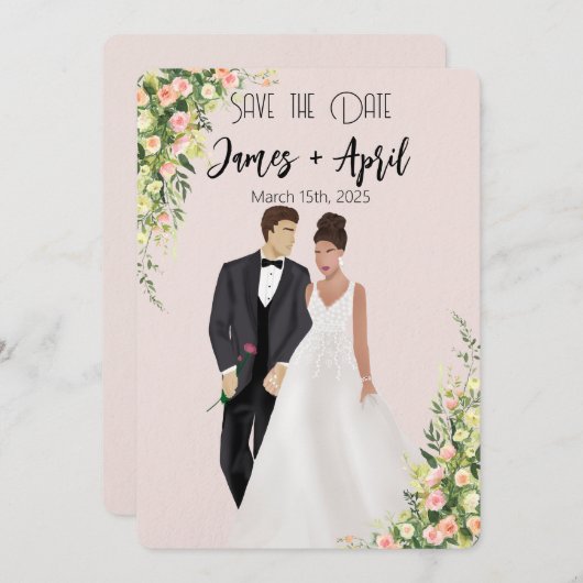 English Garden Illustriert Hochzeitscouch Save The Date (Vorne/Hinten)