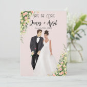 English Garden Illustriert Hochzeitscouch Save The Date (Stehend Vorderseite)