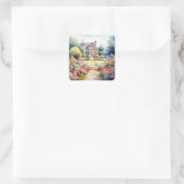 English Garden Landscape Quadratischer Aufkleber (Tasche)
