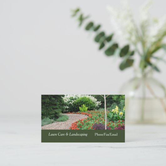English Garden Lawn & Landscaping Business Card Visitenkarte (Stehend Vorderseite)