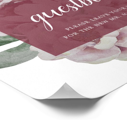 English Garden Marsala Wedding Gästebuchunterschri Poster (Ecke)