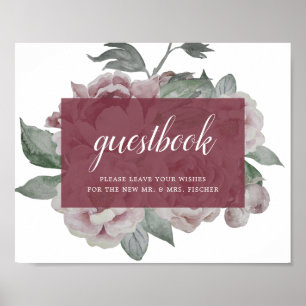 English Garden Marsala Wedding Gästebuchunterschri Poster