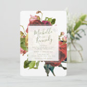 English Garden Vintage Rose Hochzeit Einladung (Stehend Vorderseite)