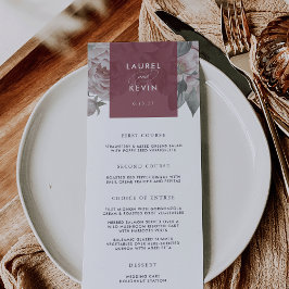 English Garden Wedding Menu Card | Marsala Menükarte